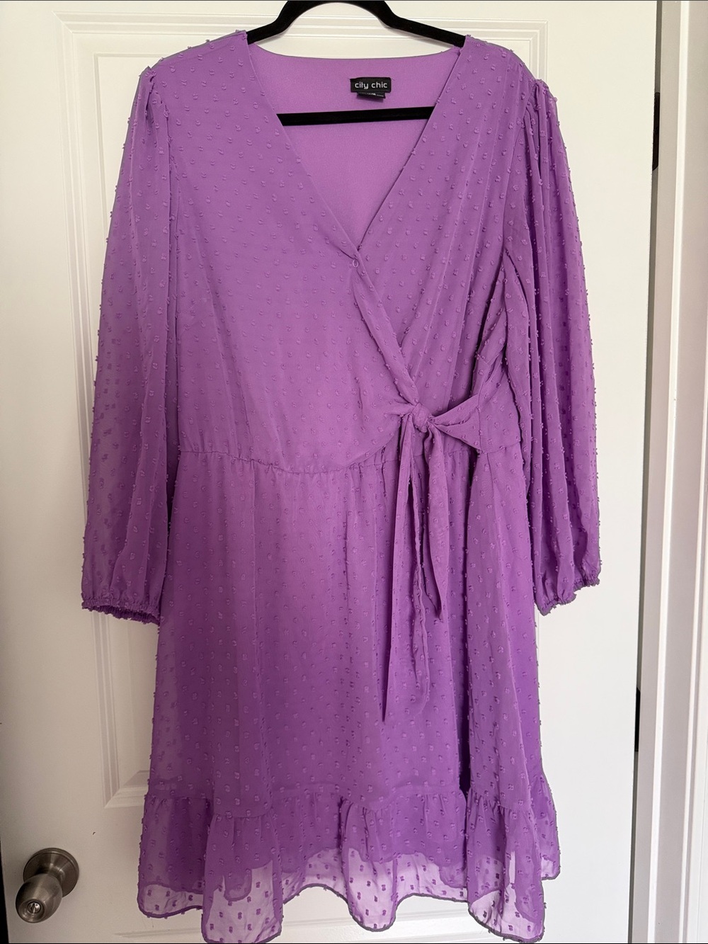 City Chic Purple Wrap Tunic with Tie Waist